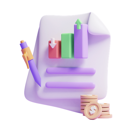 Informe financiero  3D Icon