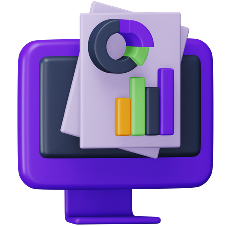 Informe gráfico en línea  3D Icon