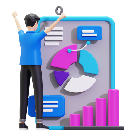 Análisis de datos del informe mensual  3D Illustration