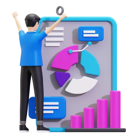 Análisis de datos del informe mensual  3D Illustration