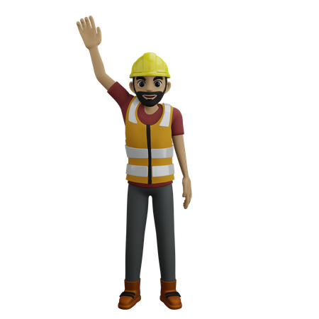 Ingeniero civil saludando con la mano  3D Icon