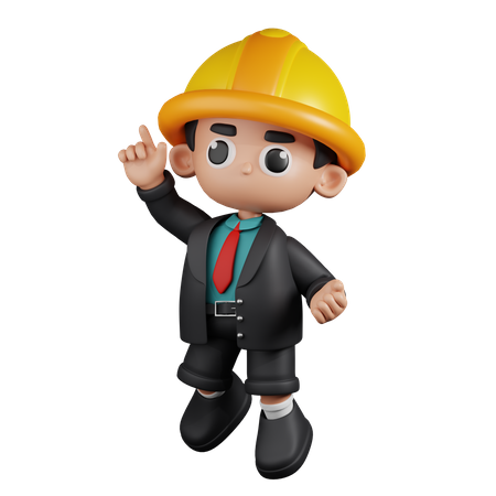Ingeniero feliz en pose de salto  3D Icon