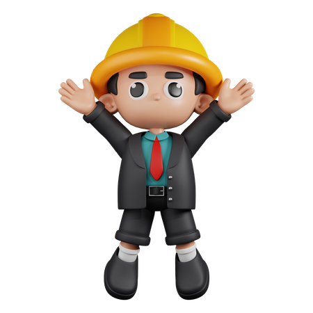 Ingeniero haciendo celebración de salto  3D Icon