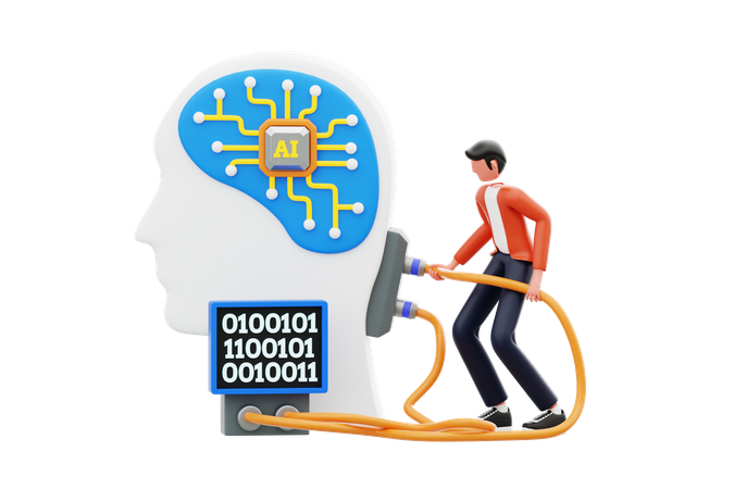 Ingenieur für künstliche Intelligenz  3D Illustration