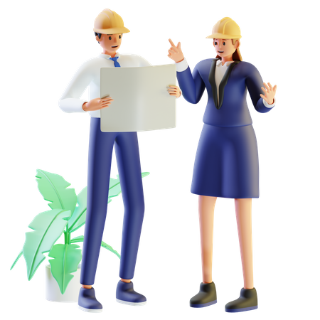 Ingénieur parlant d'un nouveau plan  3D Icon