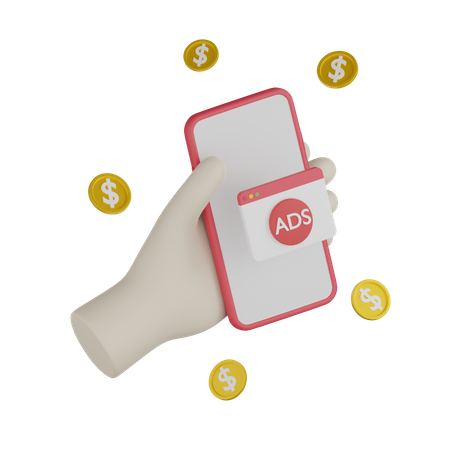 Ingresos por publicidad móvil  3D Icon