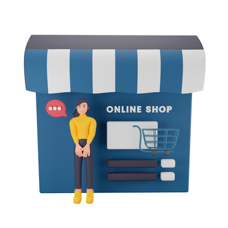 Puesta en marcha del negocio de compras online con atención al cliente.  3D Illustration