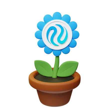 Inj Crypto Plant Pot  3D Icon