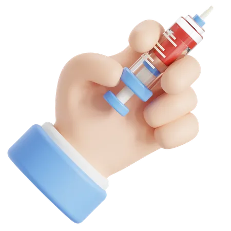 Blood Injection In A Syringe 3D Icon