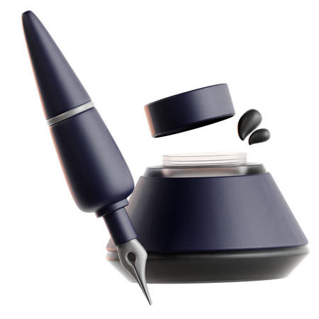 Ink Pen And Pot  3D Icon