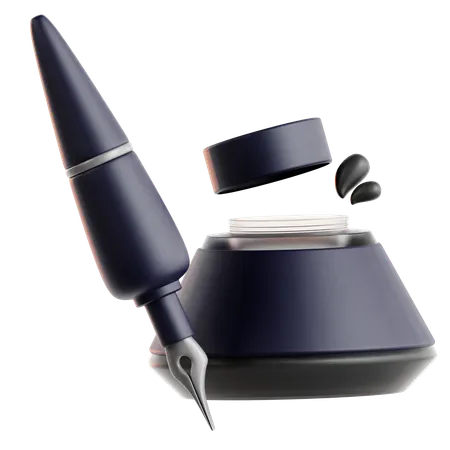 Ink Pen And Pot  3D Icon