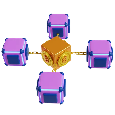 Innovative Blockchain-Netzwerkstruktur  3D Illustration