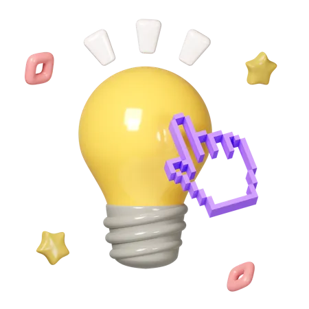 8 Bit Hand Holding Light Bulb Employee With Genius Business Idea Plan Strategy And Solution Concept Success In Work Cartoon Creative Design Icon Isolated On Background Icon Symbol Clipping Path 3 D Render Illustration 3D Icon
