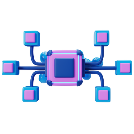 Innovatives Blockchain-Netzwerkkonzept  3D Illustration