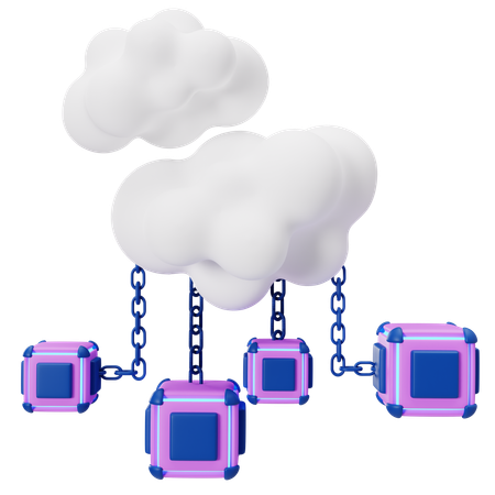 Innovatives Cloud-Blockchain-Netzwerkkonzept  3D Illustration