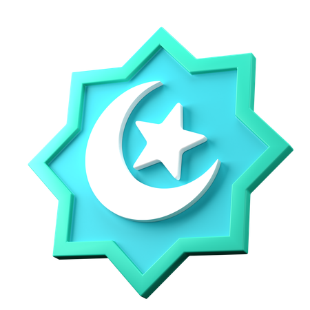 Insigne croissant de lune et étoile  3D Icon