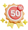 insignia de descuento del 50 por ciento