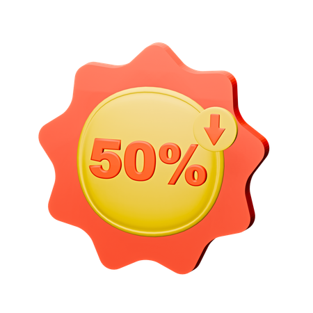 Insignia de 50% de descuento  3D Icon