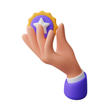 Mano sosteniendo la insignia de estrella  3D Icon