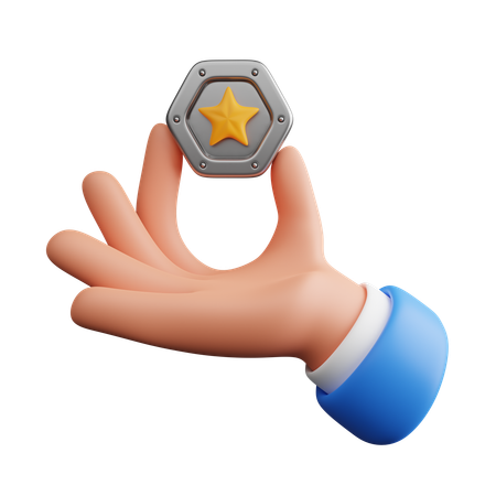 Mano sosteniendo la insignia de estrella  3D Icon