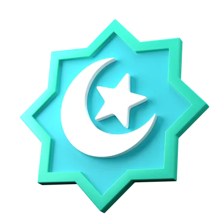 Insignia de luna creciente y estrella  3D Icon