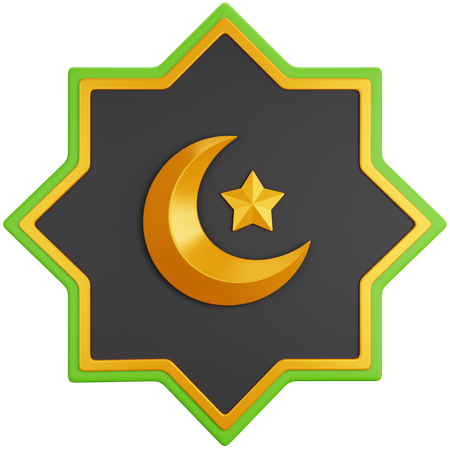 Insignia de luna creciente y estrella  3D Icon