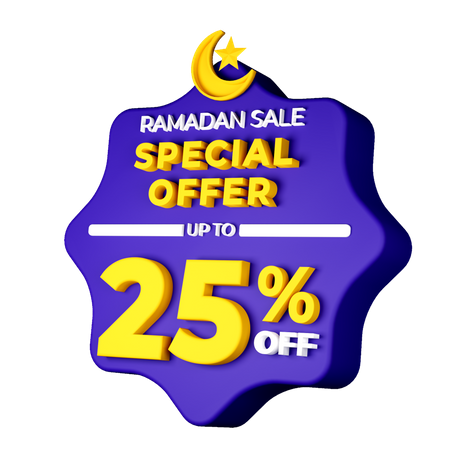 Insignia de venta del 25 por ciento de Ramadán  3D Icon