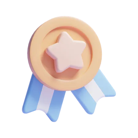 Medalla De Ganador 3 D Con Estrella Y Cinta O Medalla De Campeon 3 D O Medalla De Garantia De Calidad 3 D 3D Icon