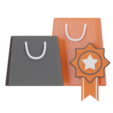 Bolsas de compras con insignia de estrella  3D Icon