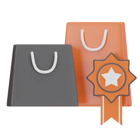 Bolsas de compras con insignia de estrella  3D Icon