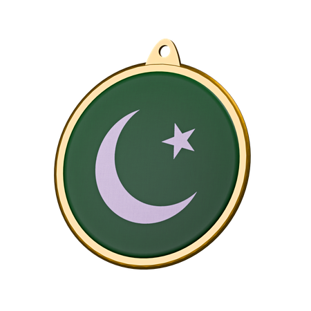 Insignia de medalla con la bandera de Pakistán  3D Icon