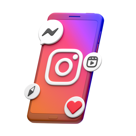 Instagram On Smartphone  3D Icon