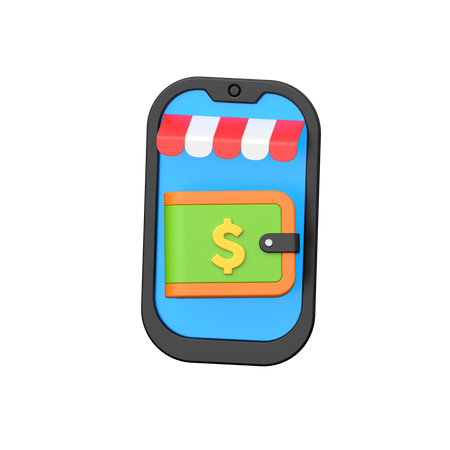 Facilidad de billetera en línea en androides.  3D Icon