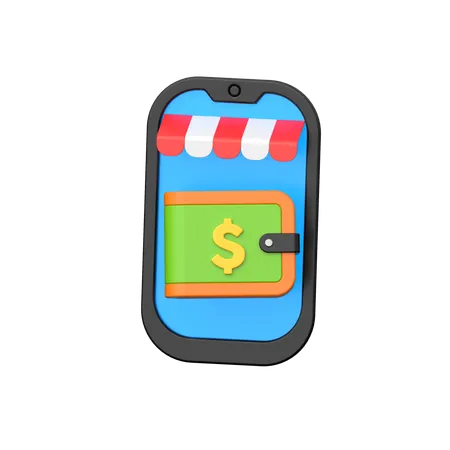 Facilidad de billetera en línea en androides.  3D Icon