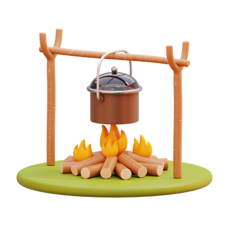 Configuration de cuisson au feu de camp  3D Icon