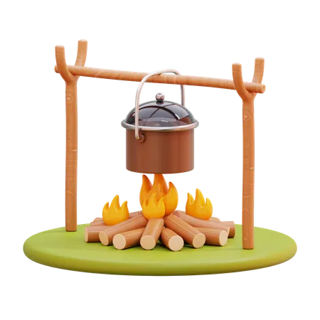 Configuration de cuisson au feu de camp  3D Icon