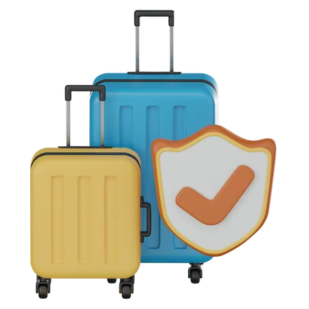 Luggage Protective Shield And Reassuring Check Mark It Symbolizes The Security And Assurance Of Travel Insurance 3 D Render Illustration 3D Icon