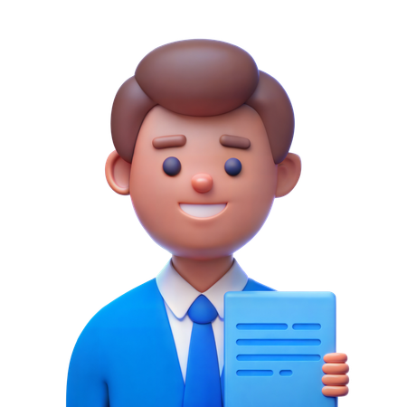 Insurance Agent with Policy Document  3D Icon