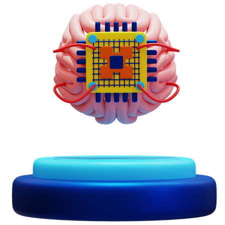 Integración de chips cerebrales  3D Icon