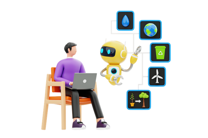 Inteligencia artificial para la monitorización medioambiental  3D Illustration