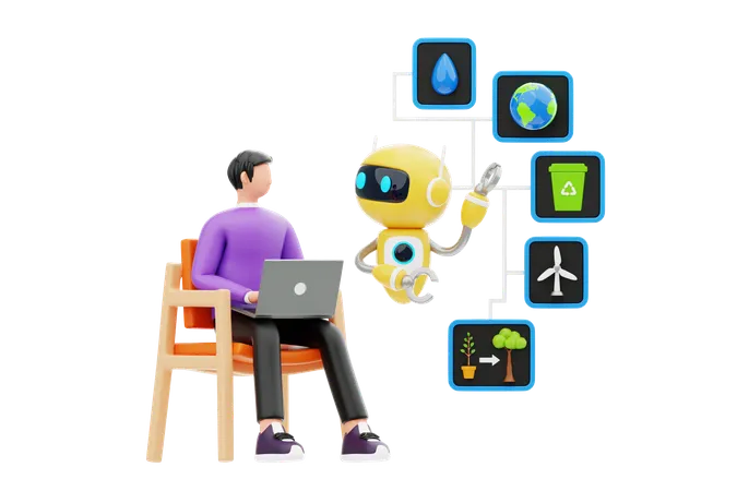 Inteligencia artificial para la monitorización medioambiental  3D Illustration