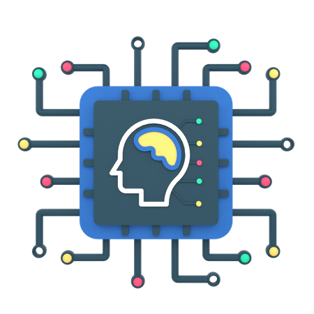 Procesamiento del pensamiento con inteligencia artificial  3D Icon