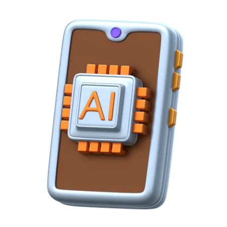 Teléfono inteligente con inteligencia artificial  3D Icon