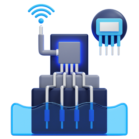 Intelligente Überwachung der Wasserqualität  3D Icon