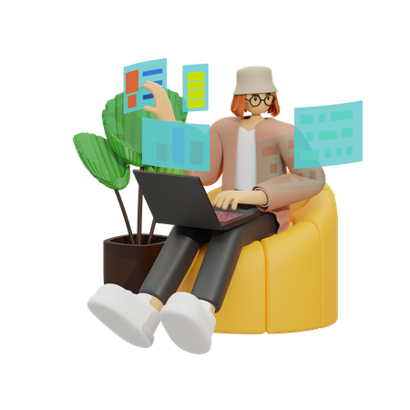 Intelligenter arbeiten – die Vorteile der Arbeit auf dem Sofa  3D Icon