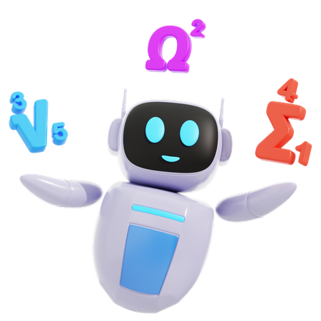 Intelligenter Roboter lernt Mathematik  3D Icon