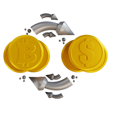 Intercambio de bitcoins  3D Illustration
