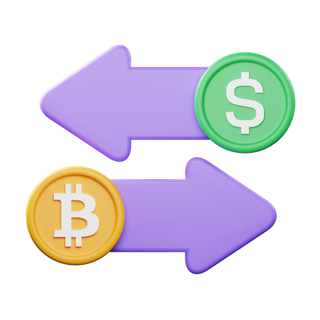Cambio de Bitcoin a Dólar  3D Icon
