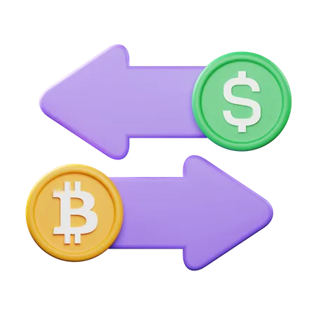 Cambio de Bitcoin a Dólar  3D Icon