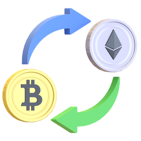 Intercambio de bitcoin a ethereum  3D Illustration